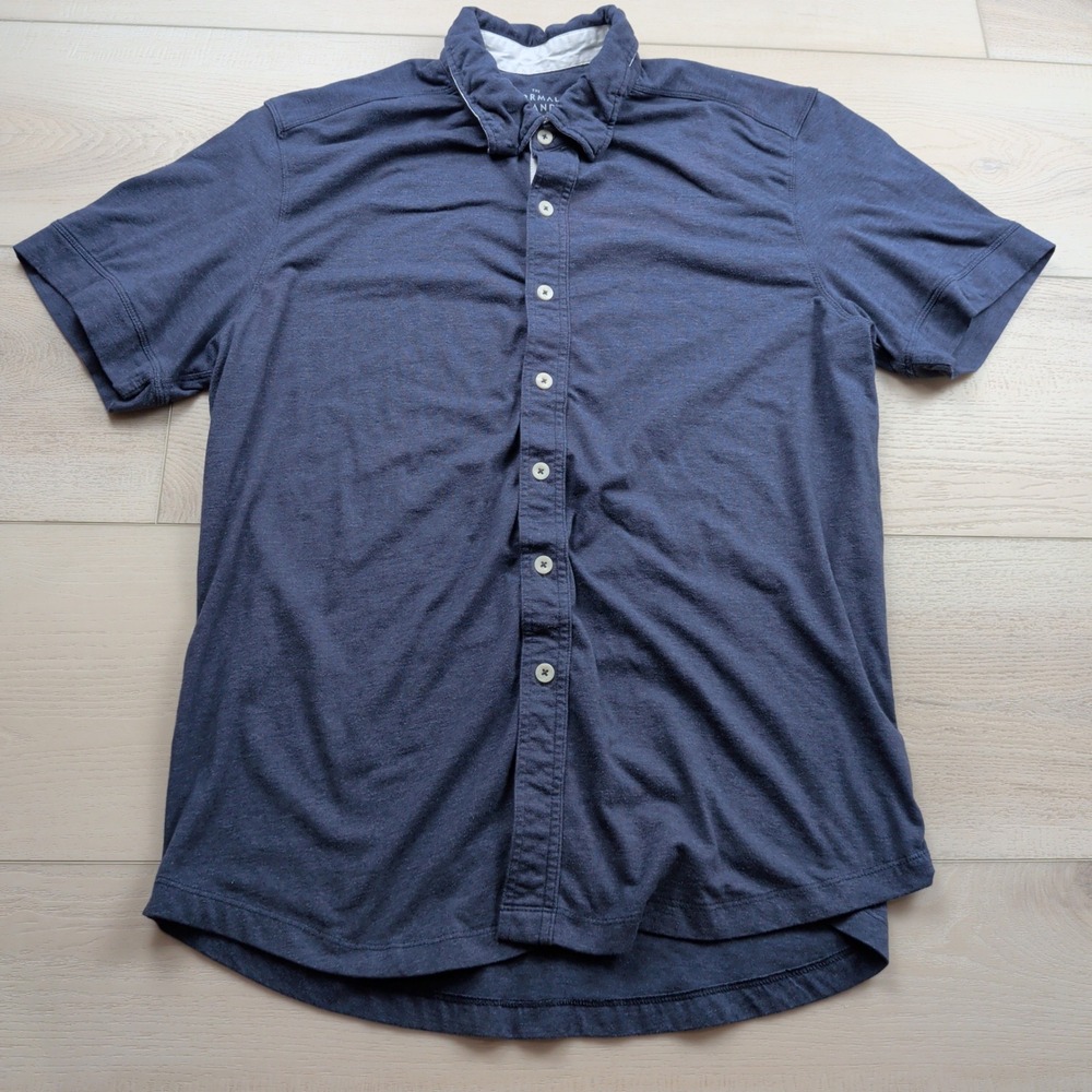 The Normal Brand Active Puremeso Navy Blue Short Sleeve Button Down Shirt XL